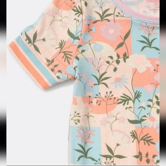 Matilda Jane Size 2 Remi Girls Floral/Striped Mixed Print Jammies pajamas peach - Picture 3 of 4